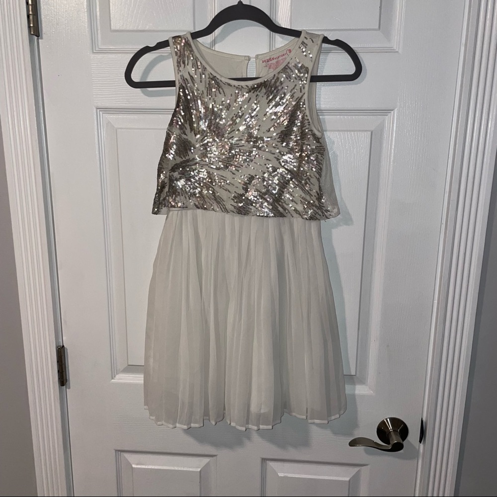 White and glitter dress, size large